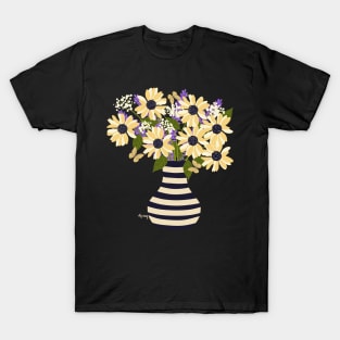 Butterflies & Sunflowers on Teal by MarcyBrennanArt T-Shirt